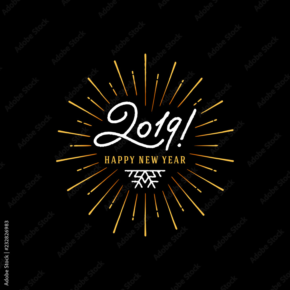 2019 Happy New Year Starburst Gold Black Vector 2019 Happy New Year Starburst Gold Black Vector