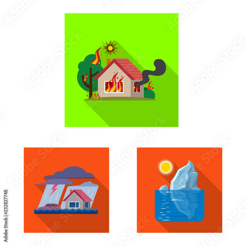 Vector illustration of natural and disaster logo. Collection of natural and risk stock vector illustration.