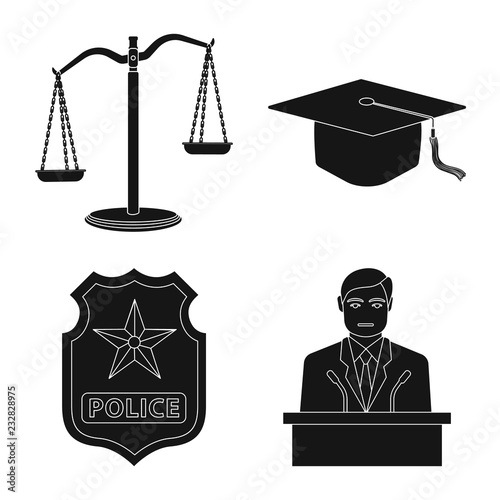 Vector illustration of law and lawyer symbol. Set of law and justice vector icon for stock.