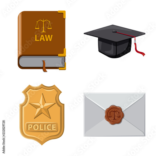 Vector illustration of law and lawyer icon. Set of law and justice stock vector illustration.