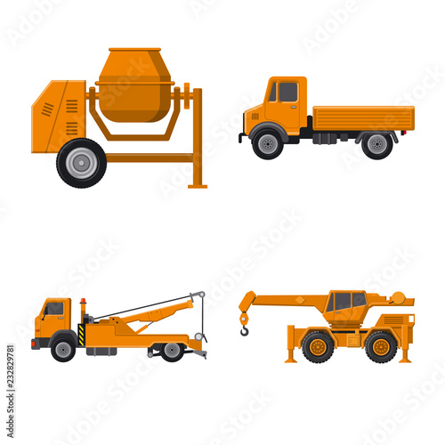 Vector illustration of build and construction sign. Collection of build and machinery vector icon for stock.