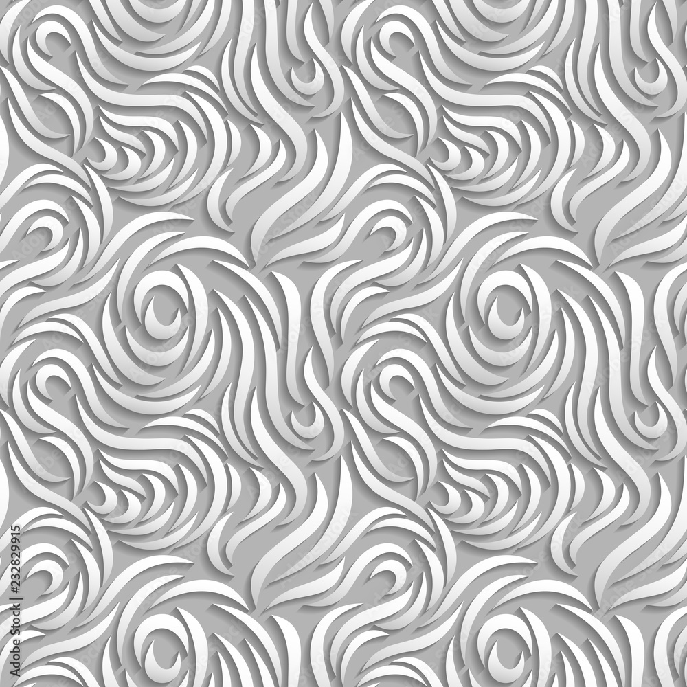 Abstract seamless background. White curves with shadows. Stock vector endless backdrop. Abstract seamless background. White curves with shadows. Stock vector endless backdrop.