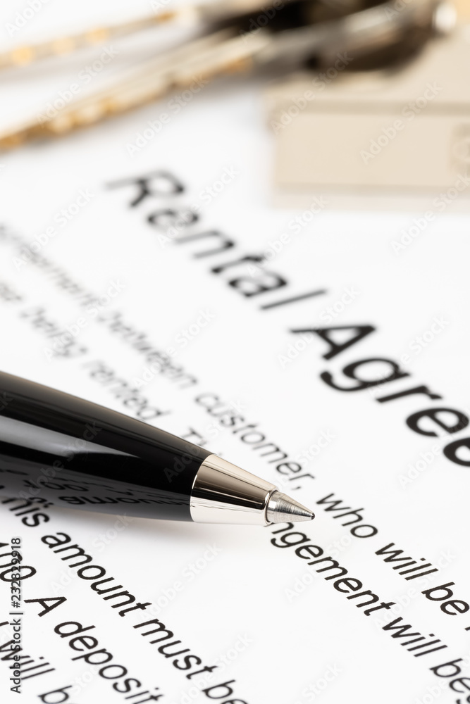 Rental agreement paperwork; document is mock-up Rental agreement paperwork; document is mock-up