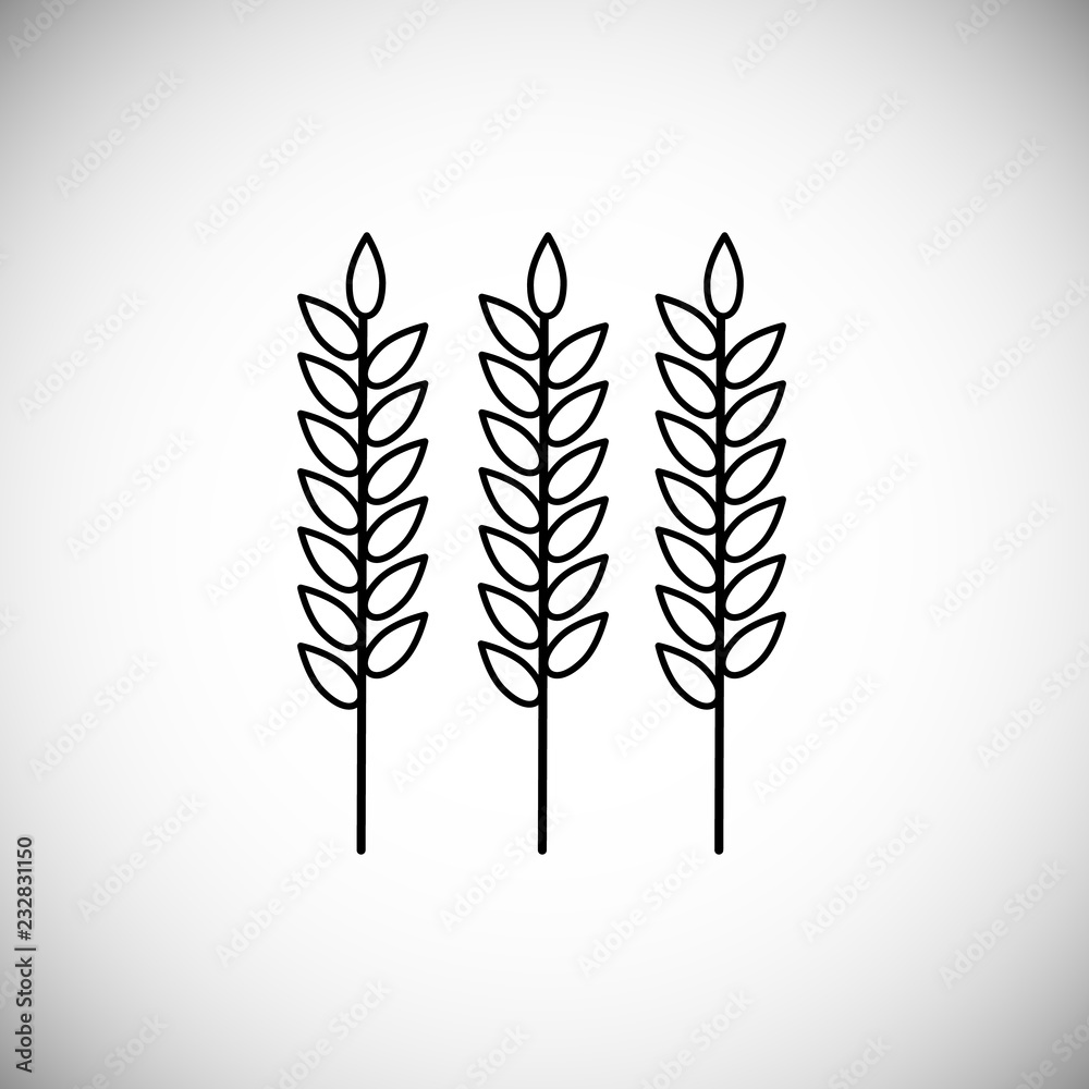 Fototapeta premium Vector illustration. Line style icon of barley ears for thanksgiving day. Simple element for different design.