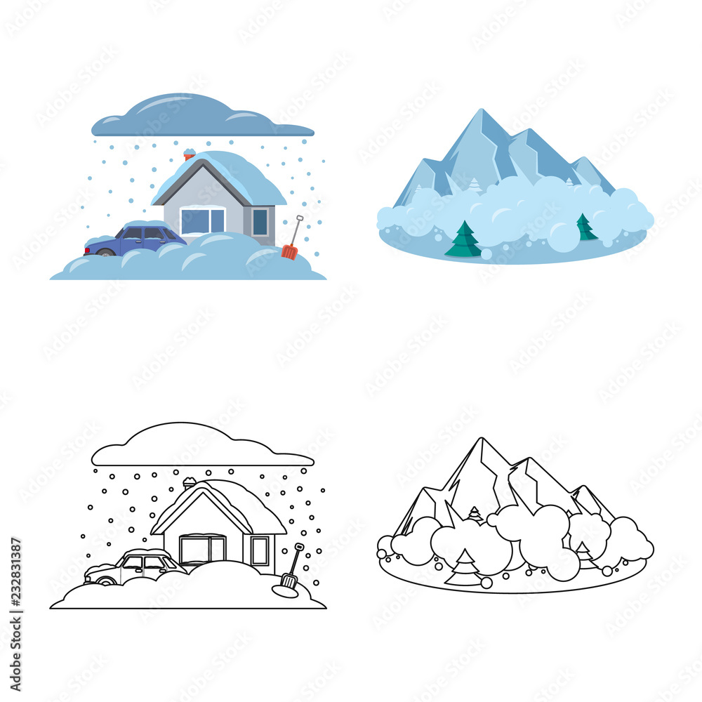 Vector design of natural and disaster icon. Set of natural and risk stock vector illustration.