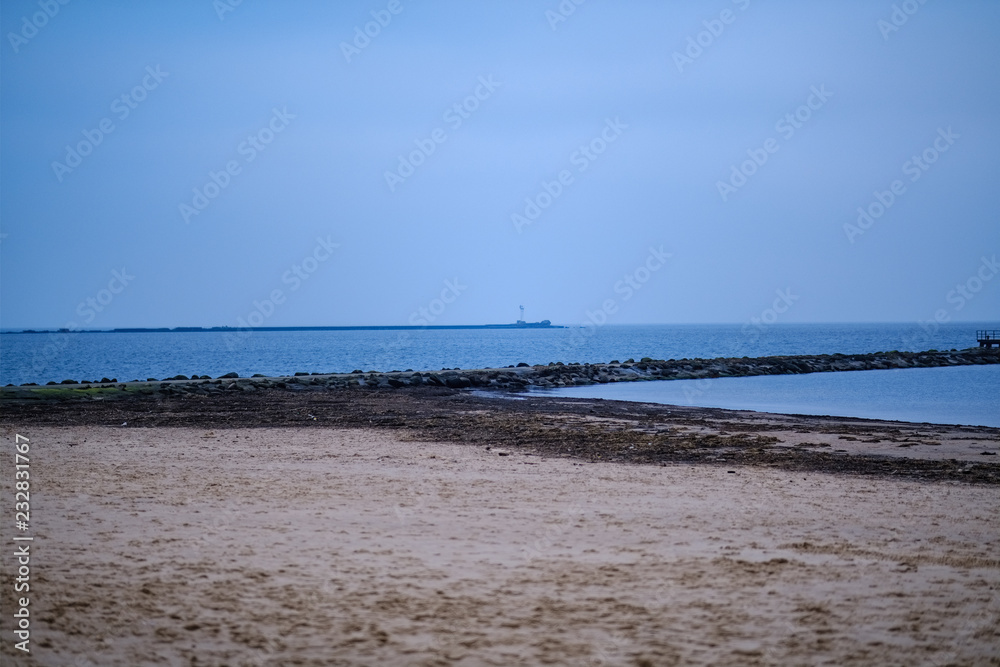 empty sea beach in autumn