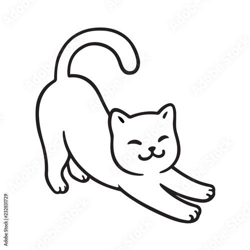 Cartoon cat stretch