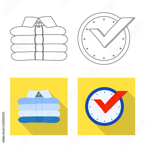 Isolated object of laundry and clean logo. Collection of laundry and clothes vector icon for stock.