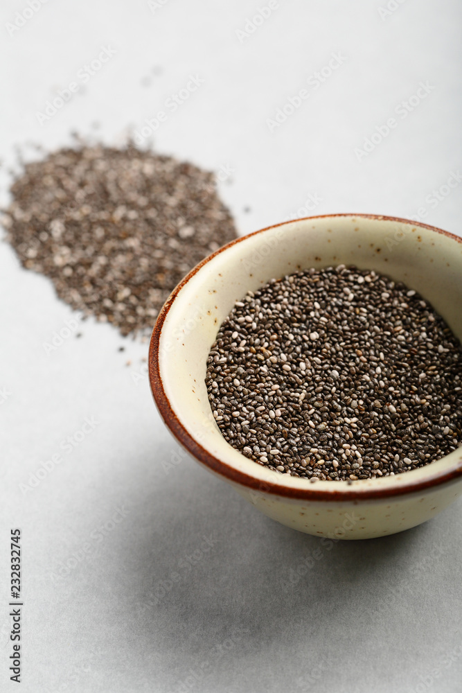 Raw chia seeds close-up Raw chia seeds close-up