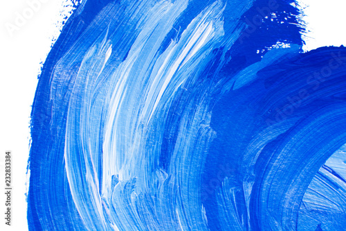 Blue white acrylic brushstrokes. Bright painted banner