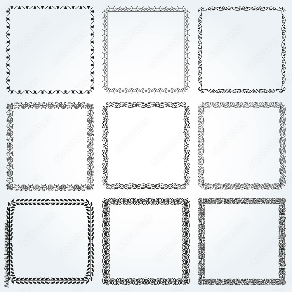 Decorative frames and borders square set vector Decorative frames and borders square set vector