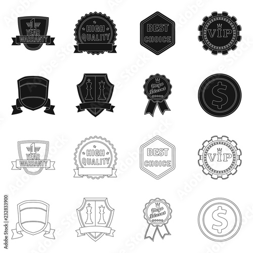 Vector illustration of emblem and badge logo. Collection of emblem and sticker stock symbol for web.
