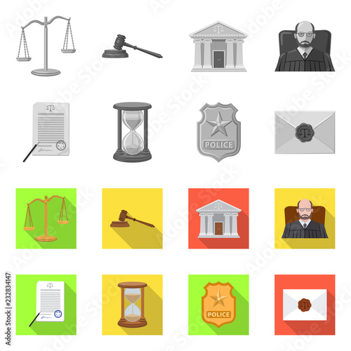 Vector design of law and lawyer symbol. Set of law and justice vector icon for stock.