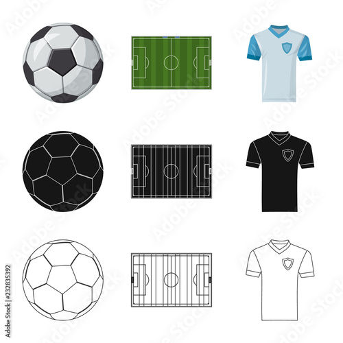 Vector illustration of soccer and gear symbol. Collection of soccer and tournament stock vector illustration.