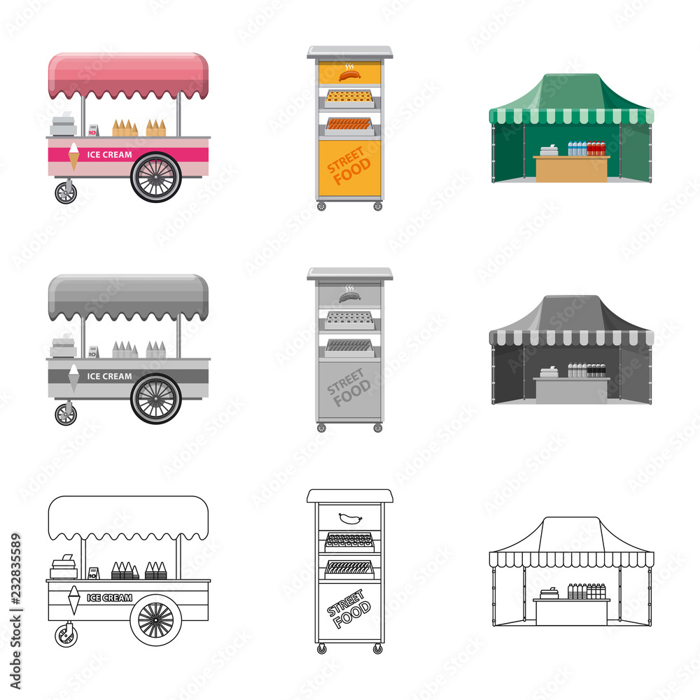 Isolated object of market and exterior symbol. Collection of market and food vector icon for stock.