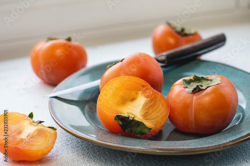 Ripe persimmon fruits.