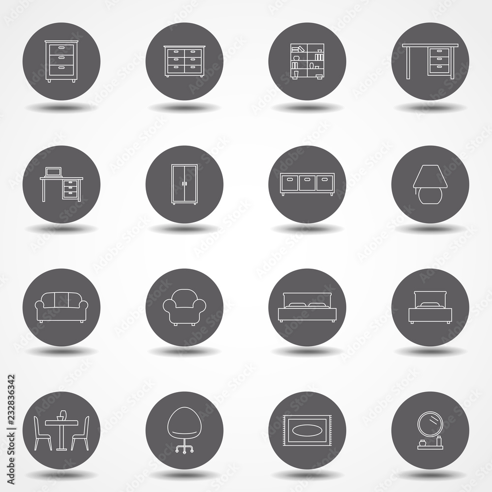 Home, interior, furniture and more, thin line icons set. Thin line vector icons for website design and development, app development. Home, interior, furniture and more, thin line icons set. Thin line vector icons for website design and development, app development.