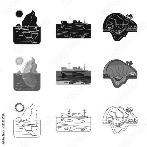 Isolated object of natural and disaster symbol. Collection of natural and risk vector icon for stock.