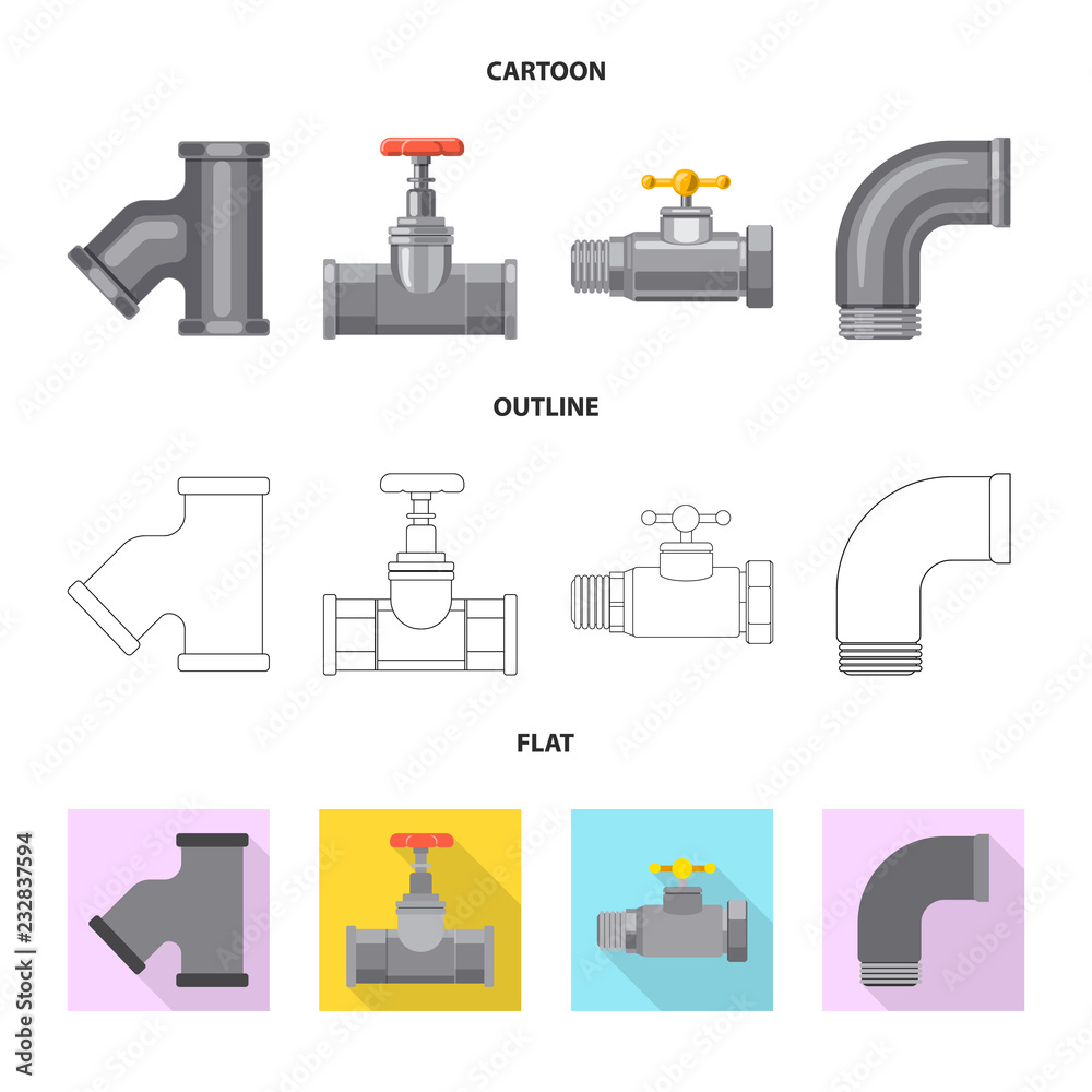 Isolated object of pipe and tube icon. Collection of pipe and pipeline stock symbol for web. Isolated object of pipe and tube icon. Collection of pipe and pipeline stock symbol for web.