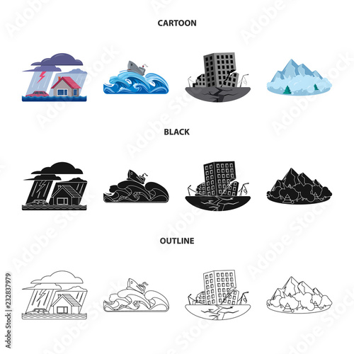 Vector design of natural and disaster sign. Collection of natural and risk vector icon for stock.