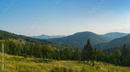 Majestic panoramic view of Carpathian mountains. Putna-Vrancea natural park in Romania  Europe