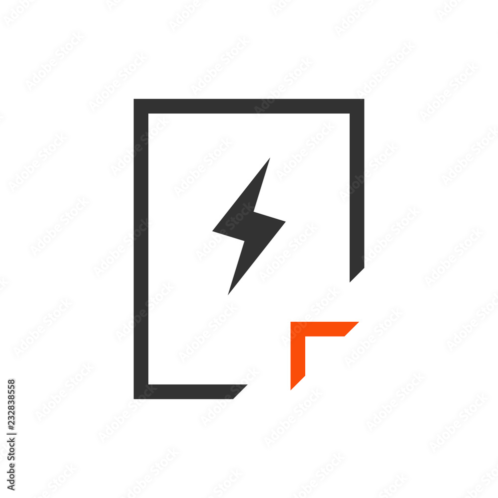 Document Icon with lightning in trendy flat style isolated on white background, for your web site design, app, logo, UI. Vector illustration,