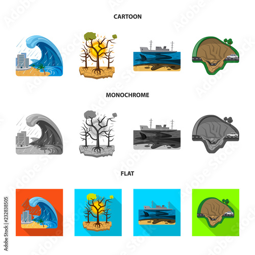 Vector design of natural and disaster icon. Collection of natural and risk vector icon for stock.