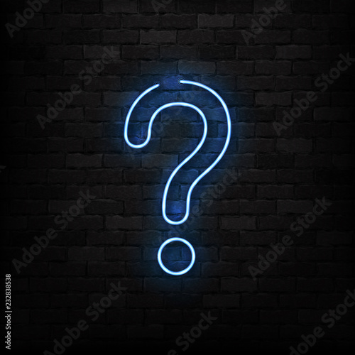 Vector realistic isolated neon sign of Question logo for decoration and covering on the wall background.