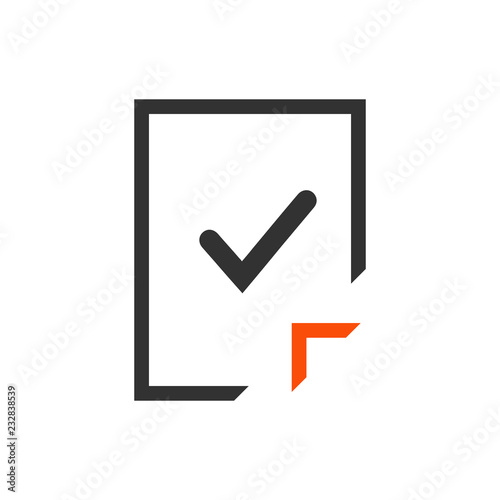 Blank Document icon with checkmark. Page icon. Vector illustration.