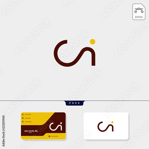 initial ci,ic creative logo template and business card include. vector illustration and logo inspiration