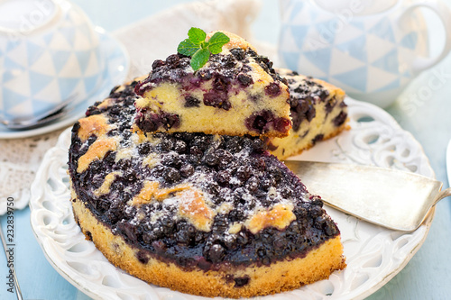 Sweet blueberry butter cake for tea