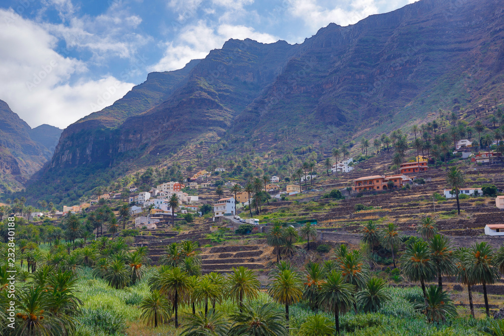 View into the valley of Valle Gran Rey, La Gomera.