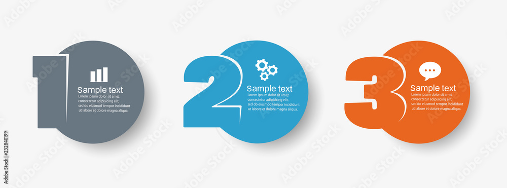 Vector minimal Infographic design template with icons and 3 options or steps. Can be used for process diagram, presentations, workflow layout, banner, flow chart, info graph.