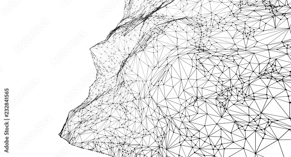 Fototapeta premium Polygon lines structure grid abstract background texture. 3D illustration.