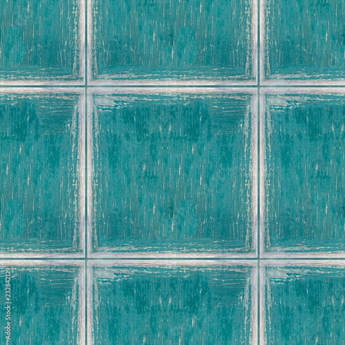 Seamless photo texture of blue wooden tiles with oil stains (some blur) photo
