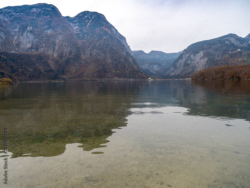Hallstatt lake from Obertraun Hallstatt lake from Obertraun