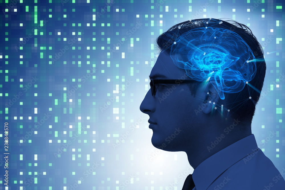 Obraz premium Artificial intelligence concept with man