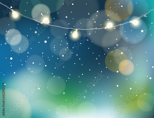 Abstract background with snow and garland. Vector illustration