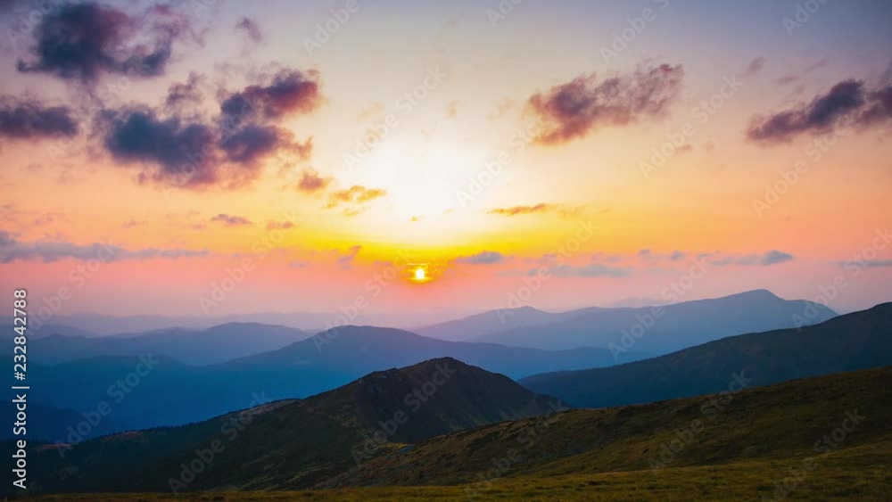 Timelapse. Dynamic sky in mountain during dawn. Timelapse. Dynamic sky in mountain during dawn.