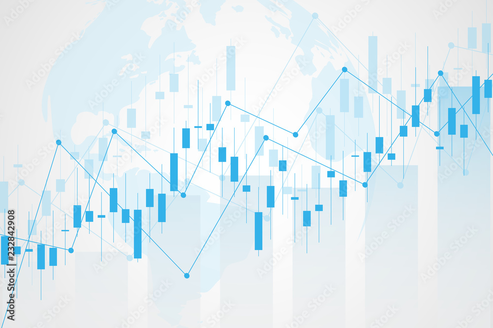 Obraz premium Business candle stick graph chart of stock market investment trading. Trend of graph. Vector illustration