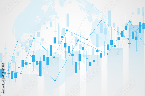 Business candle stick graph chart of stock market investment trading. Trend of graph. Vector illustration