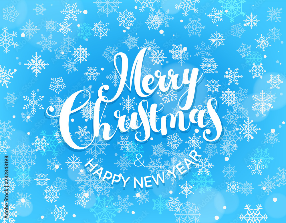Merry Christmas and Happy New year greeting card. Vector illustration
