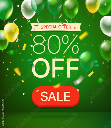 Special offer concept. 80 percent off. Vector illustration