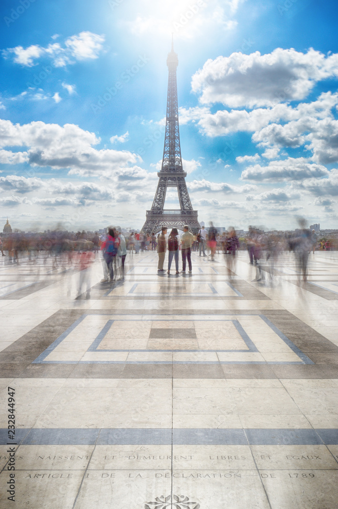 Eiffel Tower at sunny day.