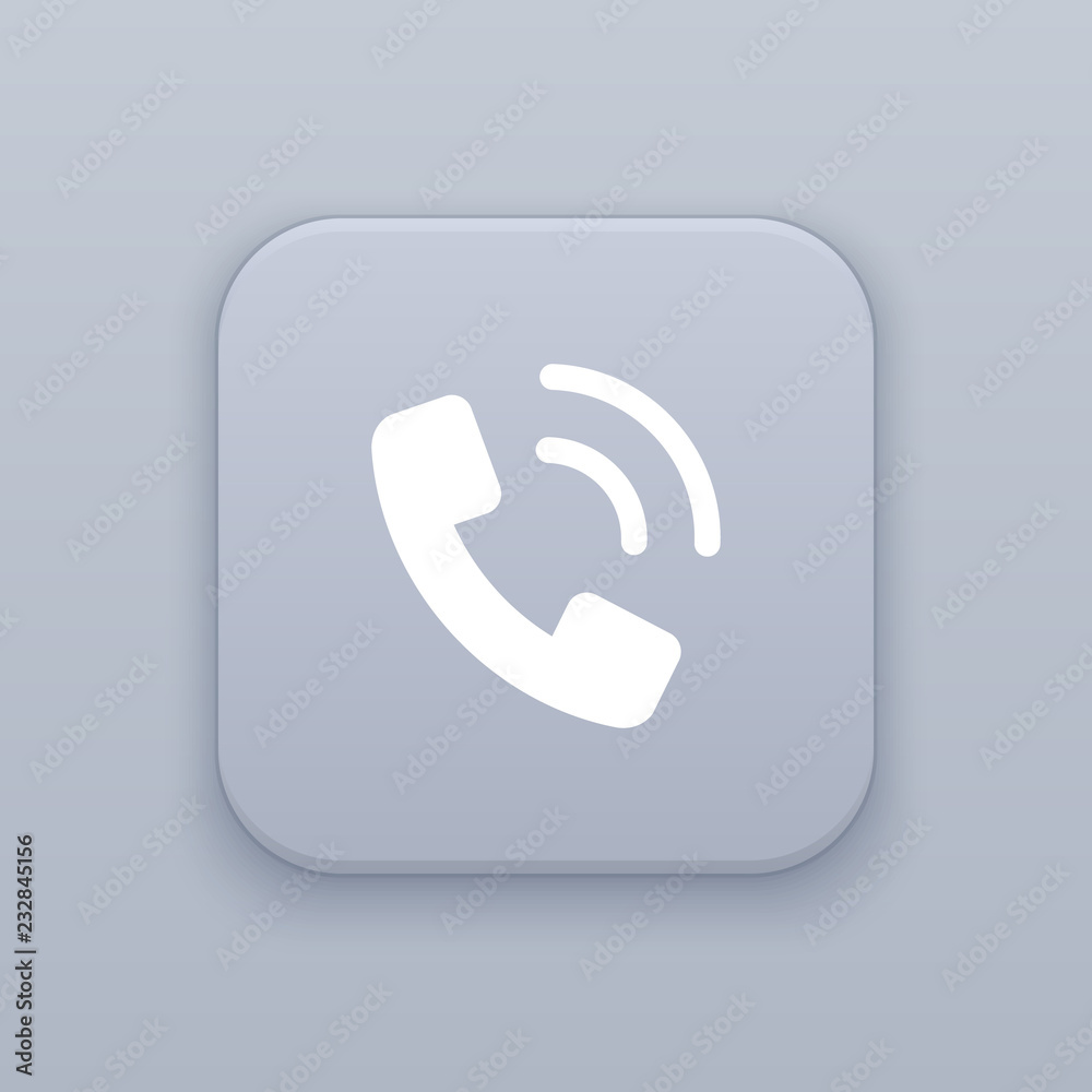 Call, Telephone conversation, gray vector button with white icon Call, Telephone conversation, gray vector button with white icon