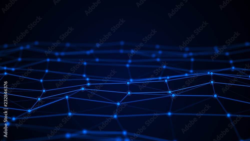 Network connection dots and lines. Technology background. Plexus. Big data background. 3d rendering.