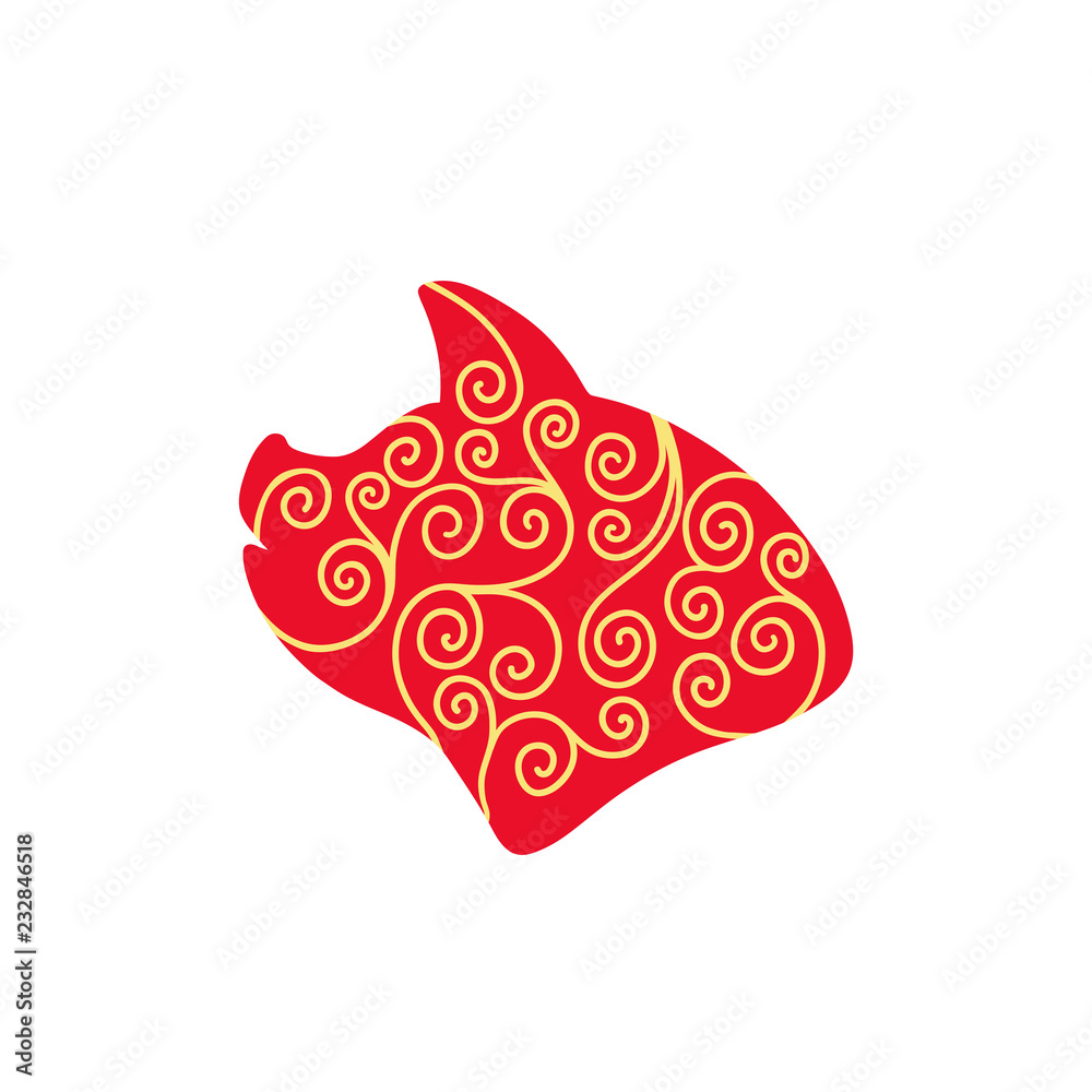2019 Chinese New Year of the Pig. Hand drawn typography design. Calligraphy holiday inscription in shape of head. 2019 Chinese New Year of the Pig. Hand drawn typography design. Calligraphy holiday inscription in shape of head.