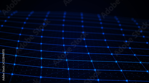 Abstract technology background. Network connection structure. Artificial intelligence. Science background. Big data digital background. 3d rendering.