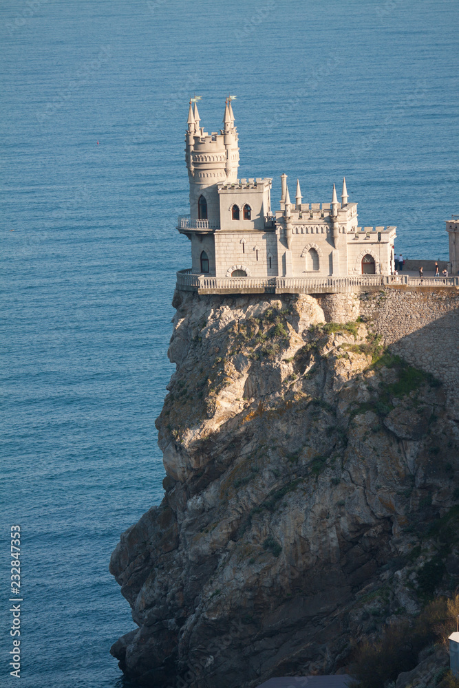 Amazing castle Swallow's Nest on a rock at Black Sea, Crimea, Russia.