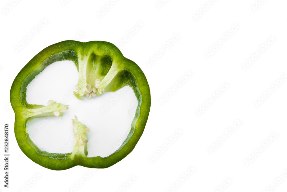 top view isolated on white background green pepper slice Stock Photo ...